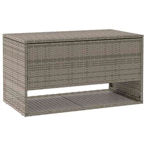 vidaXL Outdoor Cushion Box Grey 100x55x55,5 cm Poly Rattan