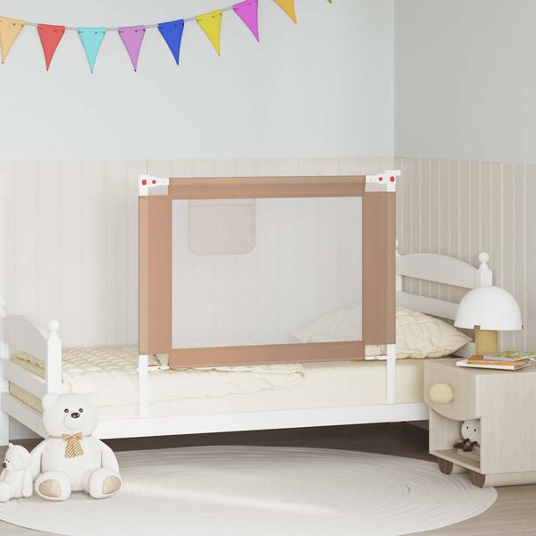 vidaXL Toddler Safety Bed Rail Taupe 100x25 cm Fabric