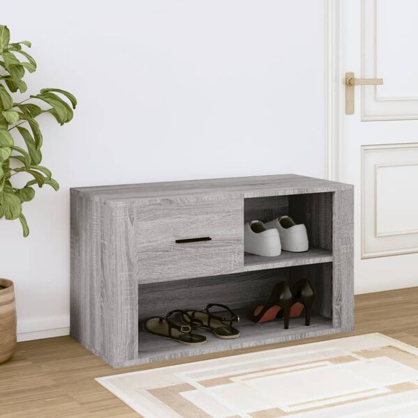 vidaXL Shoe Cabinet Grey Sonoma 80x35x45 cm Engineered Wood