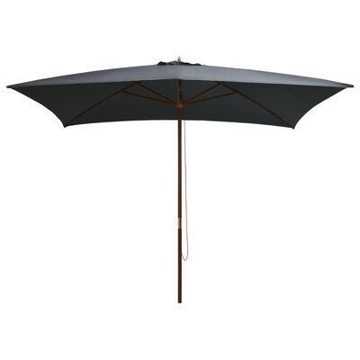 vidaXL Outdoor Parasol with Wooden Pole 200x300 cm Anthracite