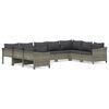 vidaXL 9 Piece Garden Lounge Set with Cushions Grey Poly Rattan
