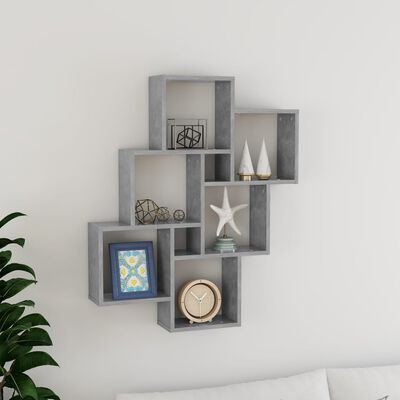 vidaXL Wall Cube Shelf Concrete Grey 78x15x93 cm Engineered Wood