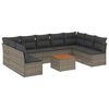 vidaXL 10 Piece Garden Sofa Set with Cushions Grey Poly Rattan