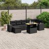 vidaXL 8 Piece Garden Sofa Set with Cushions Black Poly Rattan