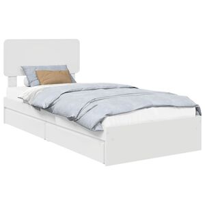 vidaXL Storage Bed with Drawer White 90 x 190 cm Engineered Wood