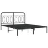vidaXL Metal Bed Frame without Mattress with Headboard Black 135x190cm
