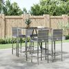 vidaXL 5 Piece Outdoor Bar Set with Cushions Grey Poly Rattan