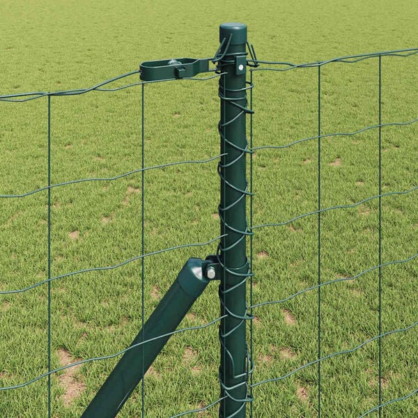 vidaXL Fence with Post Green 1.2 x 25 m Steel