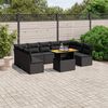 vidaXL 10 Piece Garden Sofa Set with Cushions Black Poly Rattan