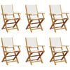 vidaXL Folding Chairs 6 pcs Cream White Fabric and Solid Wood