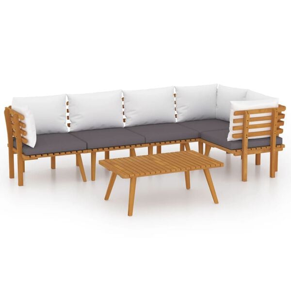 vidaXL 6 Piece Garden Lounge Set with Cushions Solid Wood Acacia