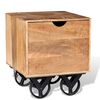 vidaXL Side Table with Drawer Wheels Mango Wood 40x40x45 cm