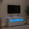 vidaXL TV Cabinet with LED Lights White 90x35x40 cm