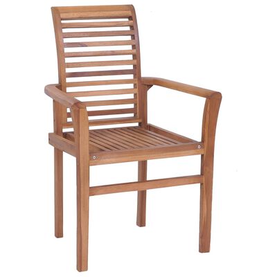 vidaXL Dining Chairs 8 pcs with Cream Cushions Solid Teak Wood