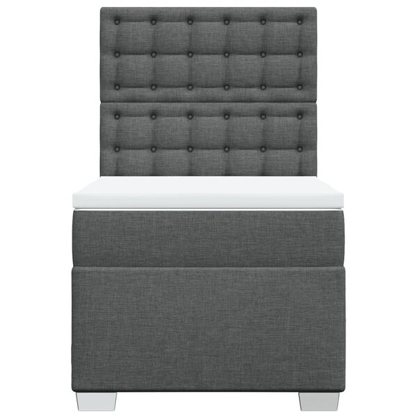 vidaXL Box Spring Bed with Mattress Dark Grey King Single Fabric