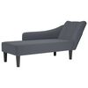 vidaXL Chaise Lounge with Right Armrest Dark Grey Velvet
