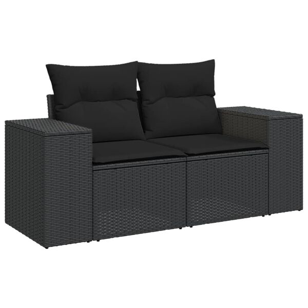 vidaXL 11 Piece Garden Sofa Set with Cushions Black Poly Rattan