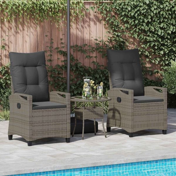 vidaXL Garden Chair 2 pcs Grey and Dark Grey 56 x 60 x 112 cm