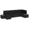 vidaXL Garden Sofa Set with Cushion 7 pcs Black Poly Rattan