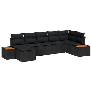 vidaXL Garden Sofa Set with Cushion 8 pcs Black Poly Rattan