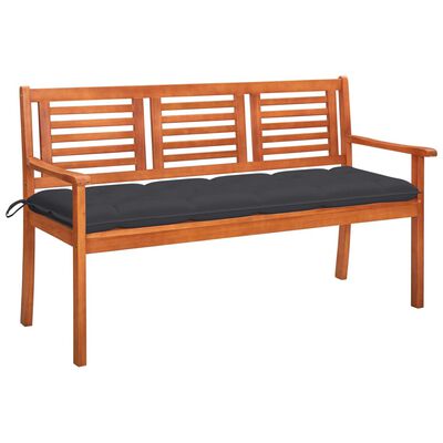 vidaXL 3-Seater Garden Bench with Cushion 150 cm Solid Eucalyptus Wood