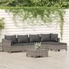 vidaXL 6 Piece Garden Lounge Set with Cushions Grey Poly Rattan