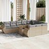 vidaXL 11 Piece Garden Sofa Set with Cushions Beige Poly Rattan