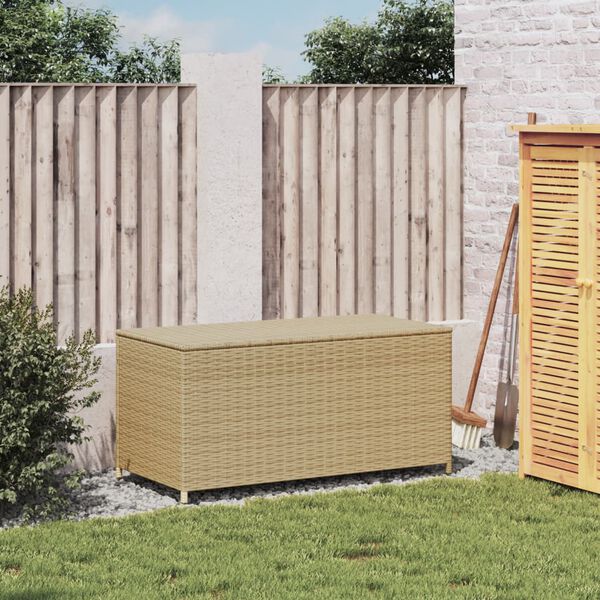 vidaXL Garden Storage Box Mix Beige 190L Poly Rattan
