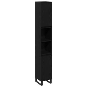 vidaXL Bathroom Cabinet Black Oak 30 x 30 x 190 cm Engineered Wood