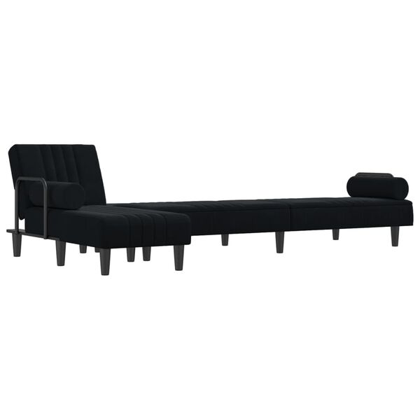 vidaXL L-shaped Sofa Bed Black 260x140x70 cm Velvet