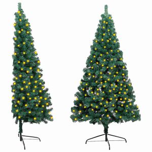 vidaXL Artificial Half Pre-lit Christmas Tree with St& Green 180 cm