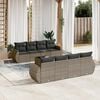 vidaXL 9 Piece Garden Sofa Set with Cushions Grey Poly Rattan