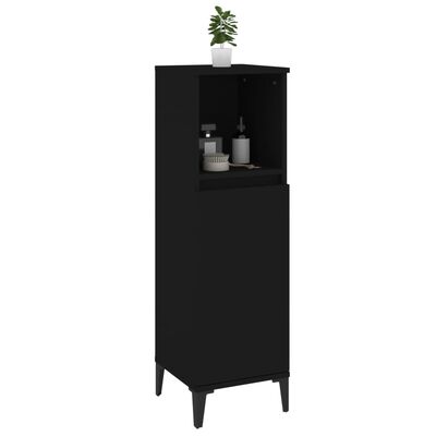 vidaXL Bathroom Cabinet Black 30x30x100 cm Engineered Wood