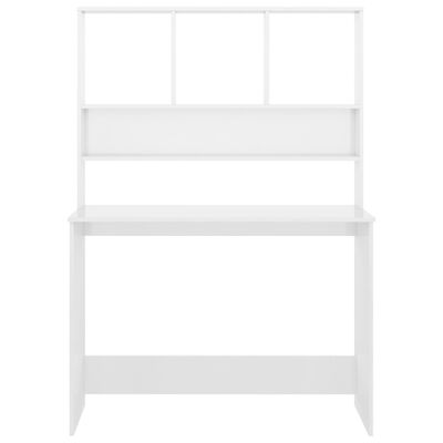 vidaXL Desk with Shelf High Gloss White 110x45x157 cm Engineered Wood