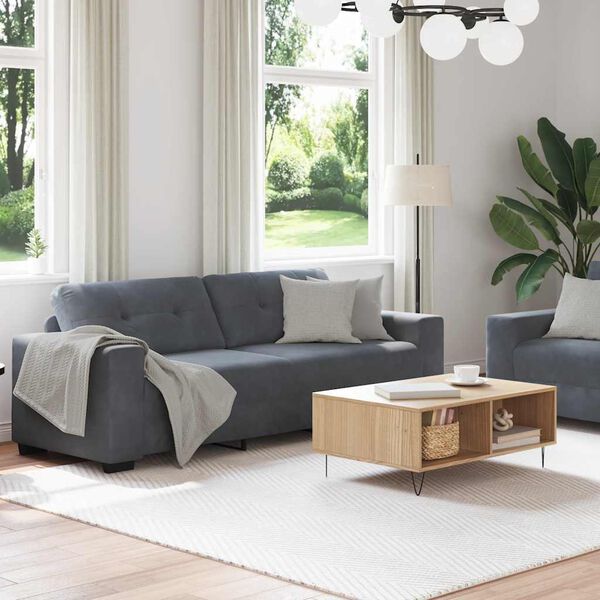 vidaXL 2 Piece Sofa Set with Cushions Dark Grey Velvet
