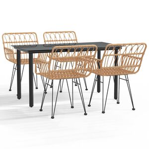 vidaXL 5 Piece Garden Dining Set Poly Rattan