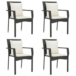 vidaXL Garden Chairs with Cushions 4 pcs Poly Rattan Black