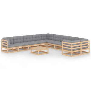 vidaXL 11 Piece Garden Lounge Set with Cushions Solid Pinewood