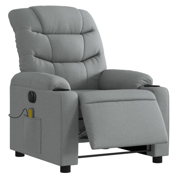 vidaXL Electric Massage Recliner Chair Light Grey Fabric