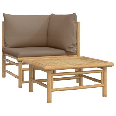vidaXL 2 Piece Garden Lounge Set with Taupe Cushions Bamboo