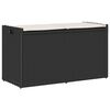 vidaXL Outdoor Storage Bench with Cushion Black 100 cm Poly Rattan