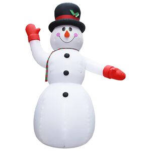 vidaXL Inflatable Snowman | White, Black, Red, Orange | Polyester | Giant
