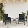 vidaXL Garden Chairs with Cushions 2 pcs Black Poly Rattan