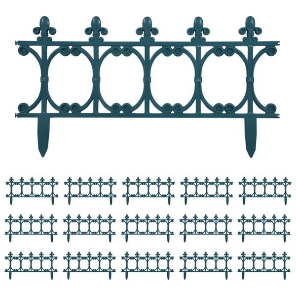 vidaXL Lawn Edgings 16 pcs Green 10 m PP