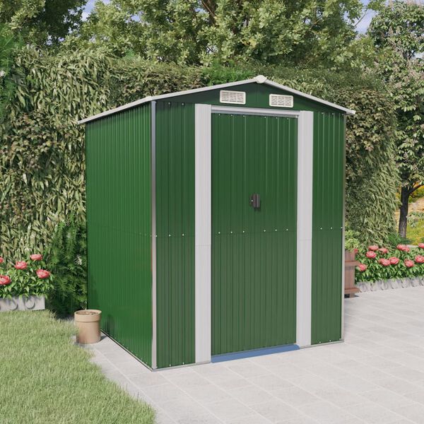 vidaXL Garden Shed Green 192x191x223 cm Galvanised Steel