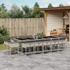 vidaXL 15 Piece Garden Dining Set with Cushions Light Grey Poly Rattan