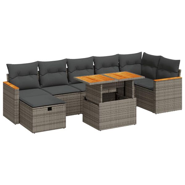 vidaXL 5 Piece Garden Sofa Set with Cushions Grey Poly Rattan