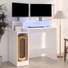 vidaXL Desk with LED Lights High Gloss White 97x45x90 cm Engineered Wood