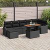 vidaXL Garden Sofa Set with Storage 8 pcs Black Poly rattan