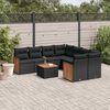 vidaXL 9 Piece Garden Sofa Set with Cushions Black Poly Rattan